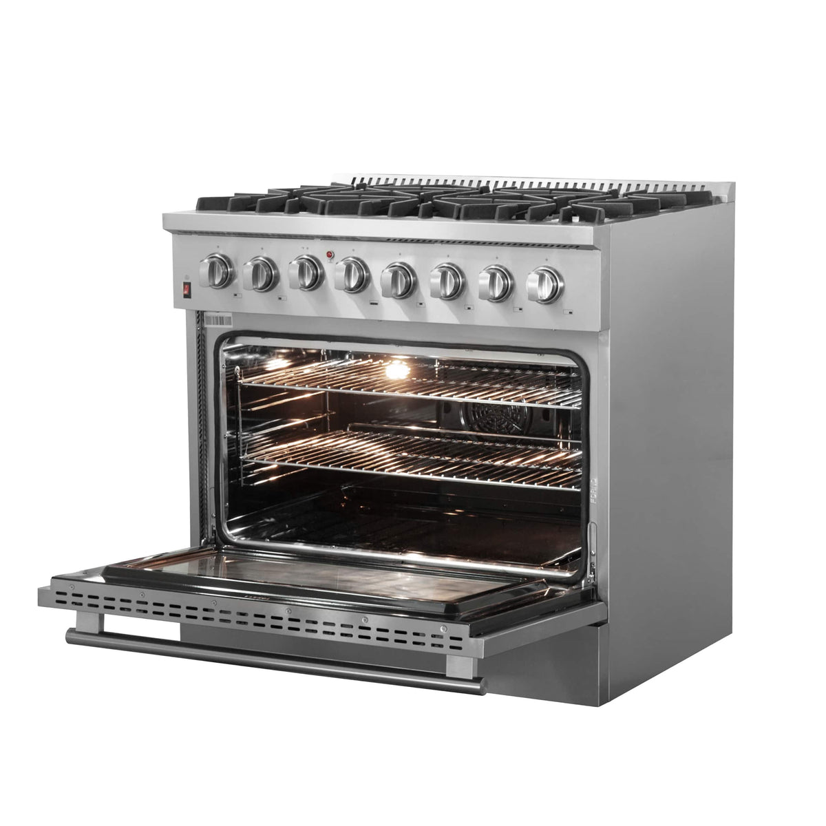 Forno Appliances - 36 in. Wide 6 Burner Galiano Alta Qualita 5.36 Cu. Ft. Freestanding Dual Fuel Range with Convection Oven - Silver