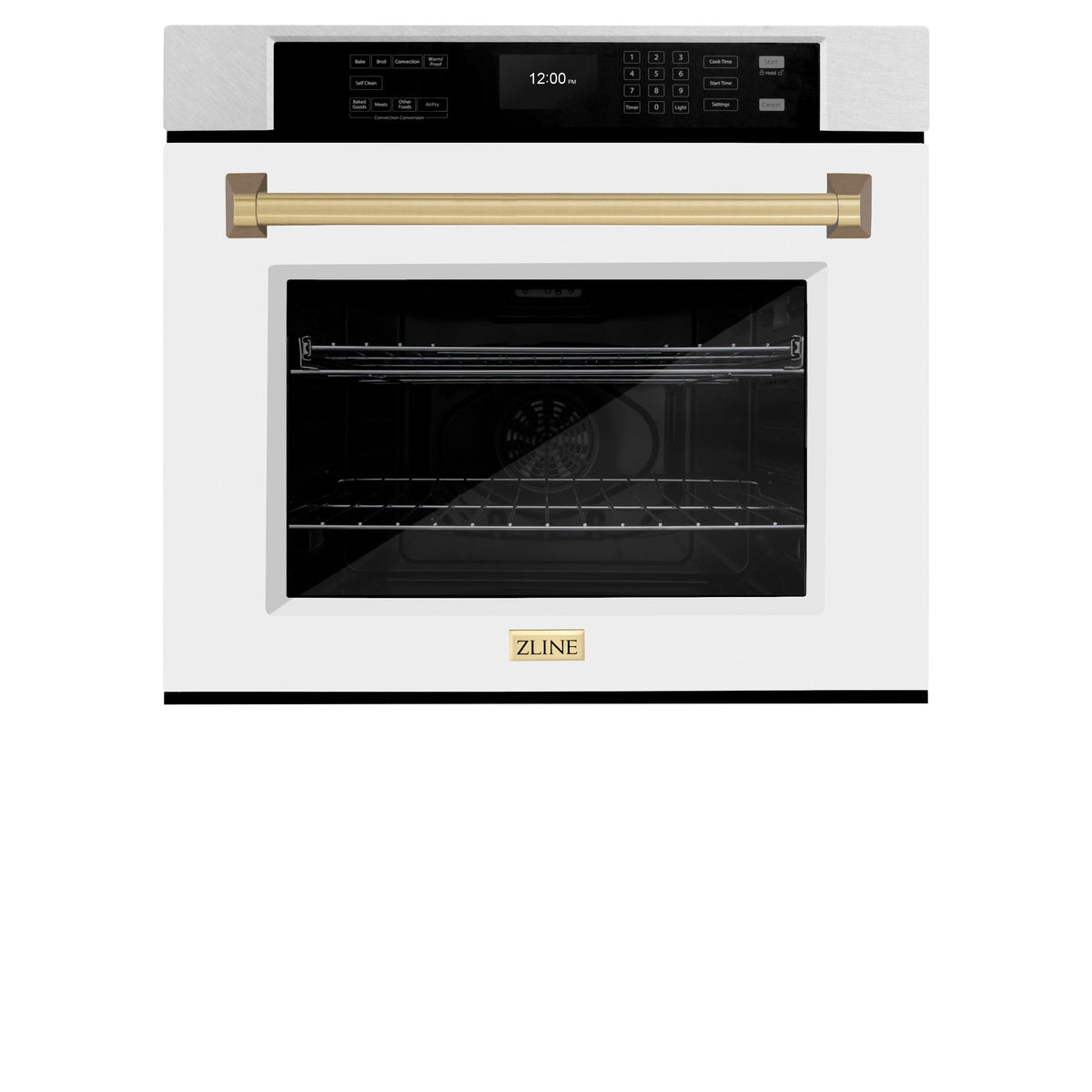 ZLINE - 30 in. Autograph Wall Oven w/ Air Fry in Satin Steel w/ White Bronze Accents - Satin Stainless Steel