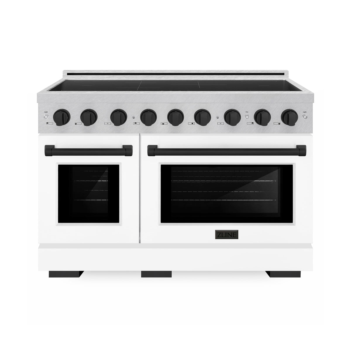 ZLINE - Autograph 48 in. 6.7 cu. ft. Paramount Freestanding Induction Range in Satin Steel with White Doors and Black Accents - Matte White