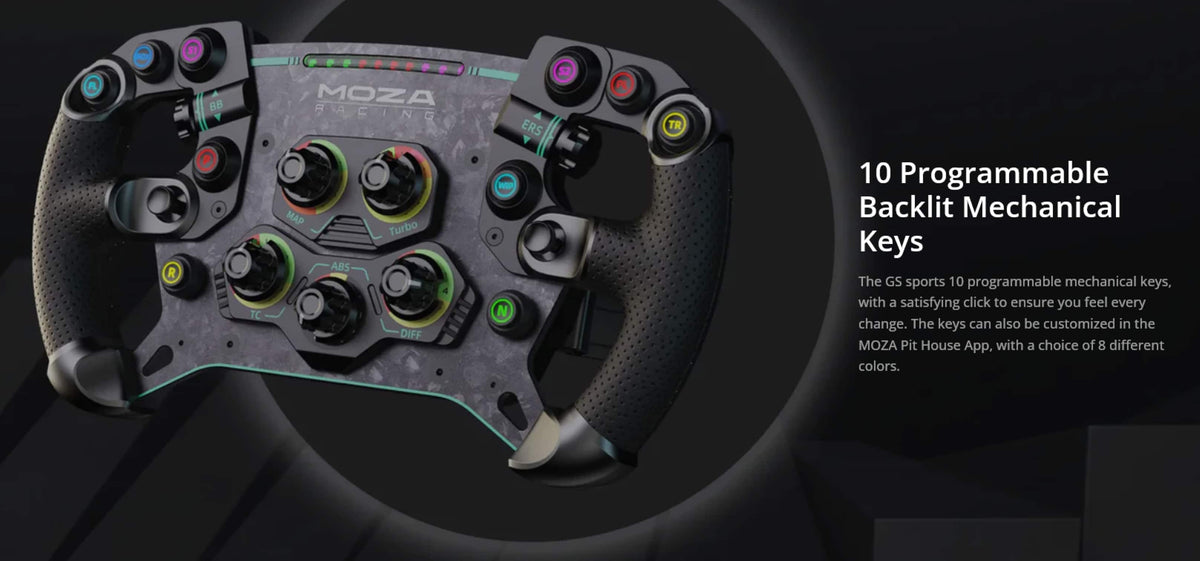 Moza Racing - GS V2P Sim Racing Formula Steering Wheel for Windows - Black