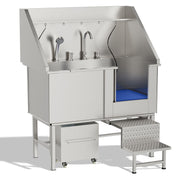 Stainless Steel Dog Washing Station With Seamless Design And Accessories - Silver