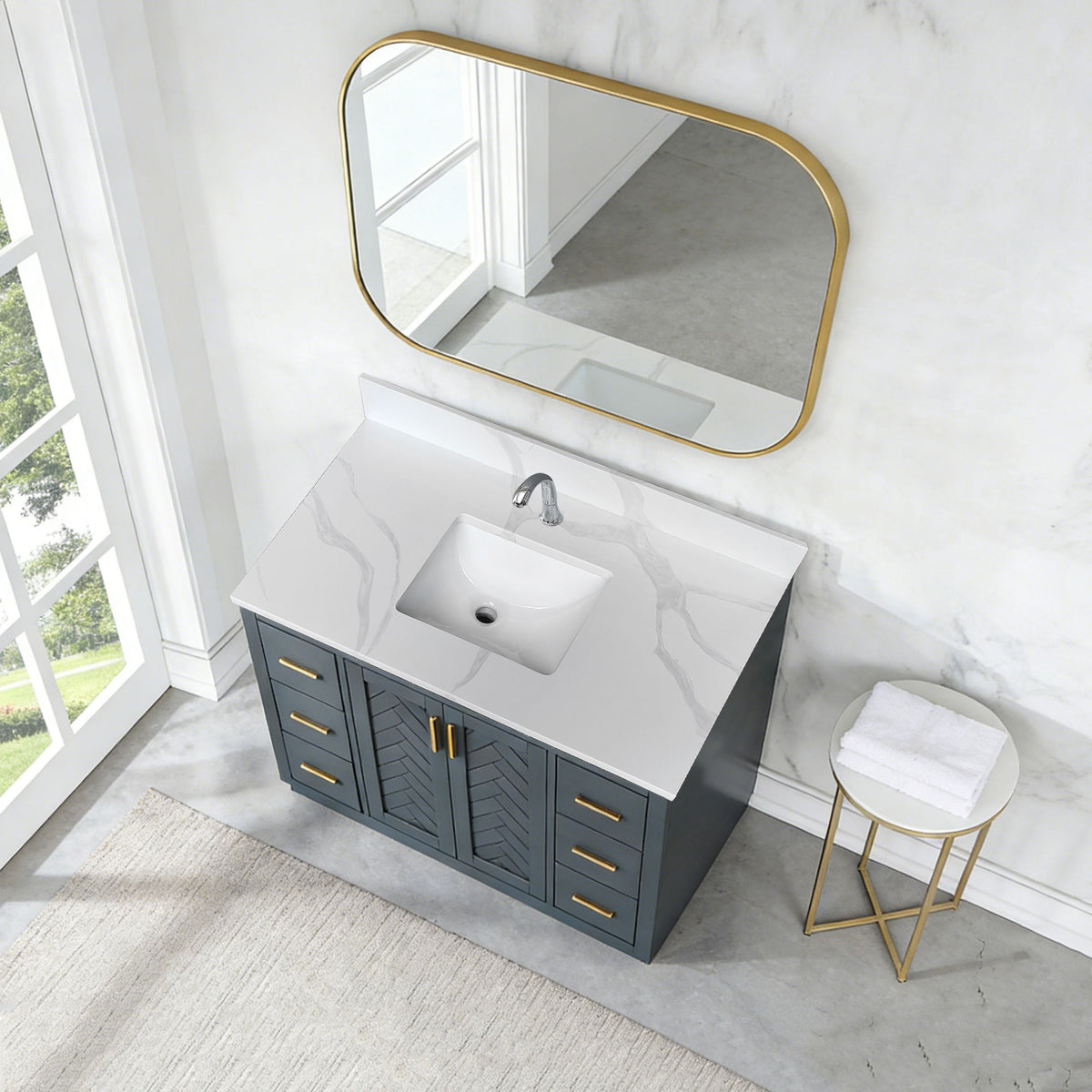 Encimera de baño con lavabo bajo encimera de una cubeta