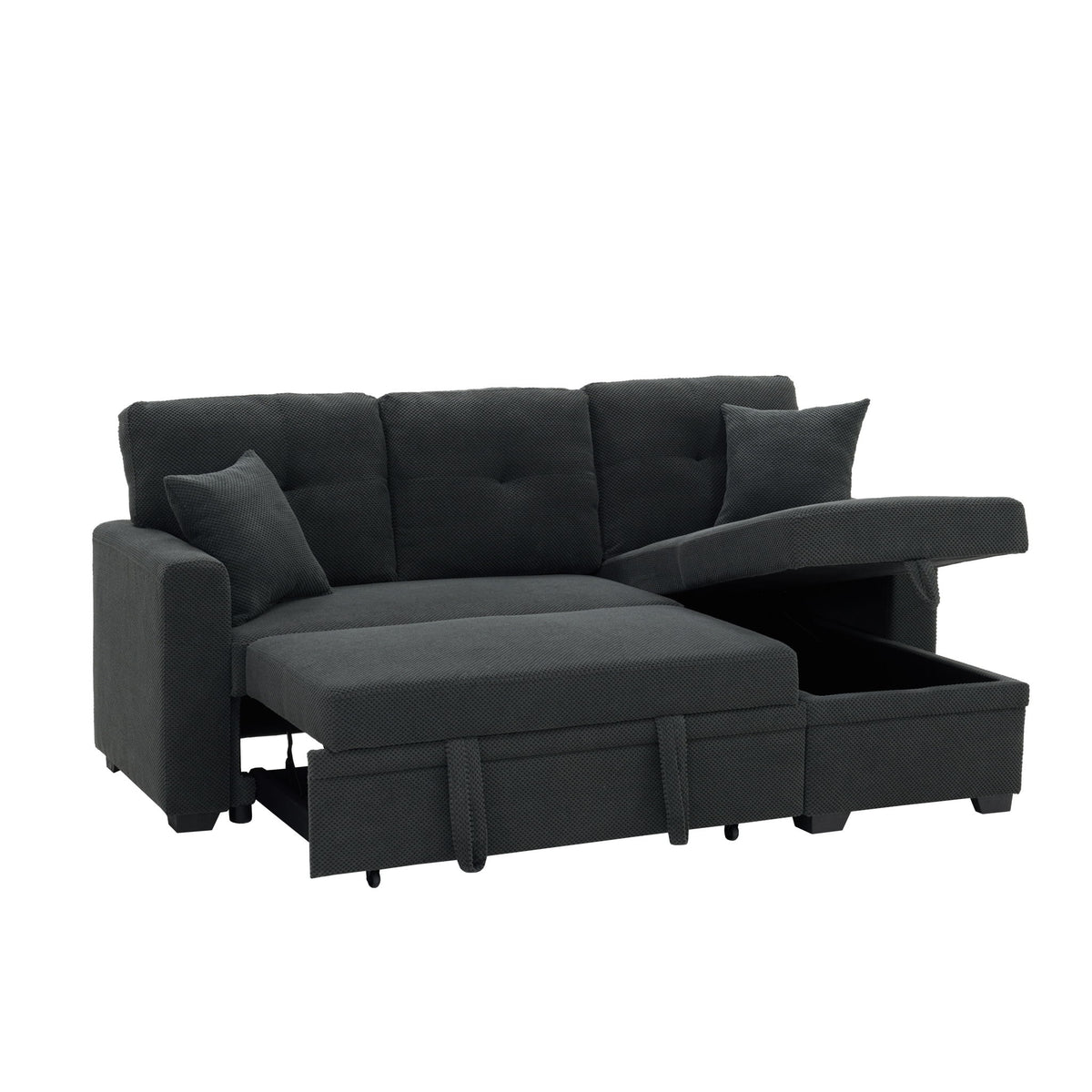 Sofá seccional cama con nido extraíble, chaiselongue reversible
