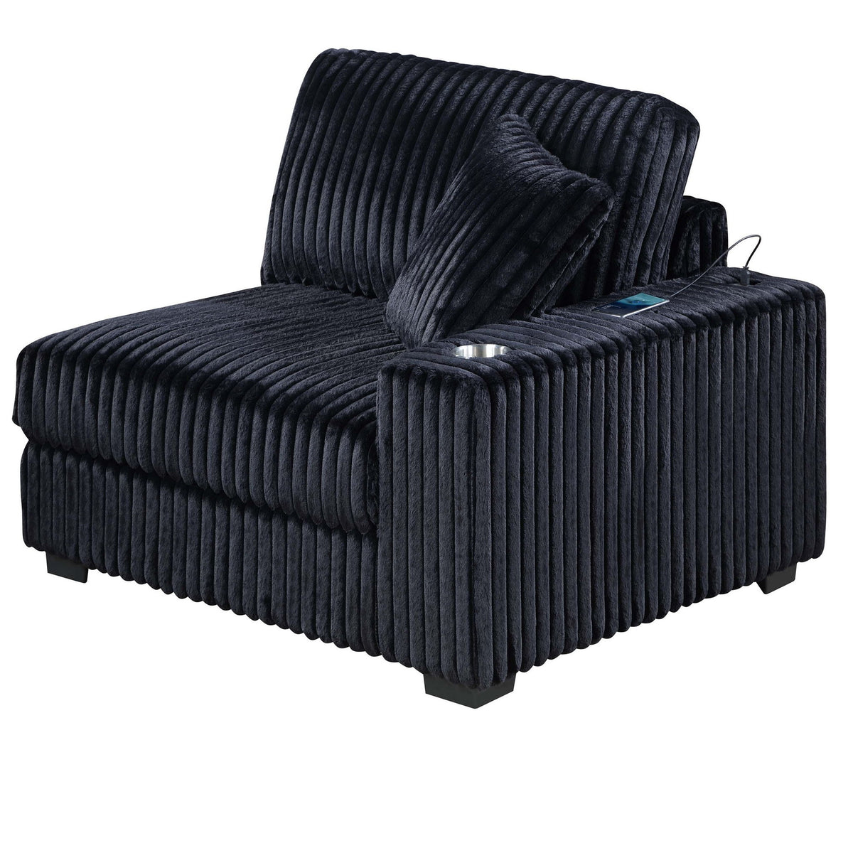 Silla de estilo contemporáneo con reposabrazos con portavasos