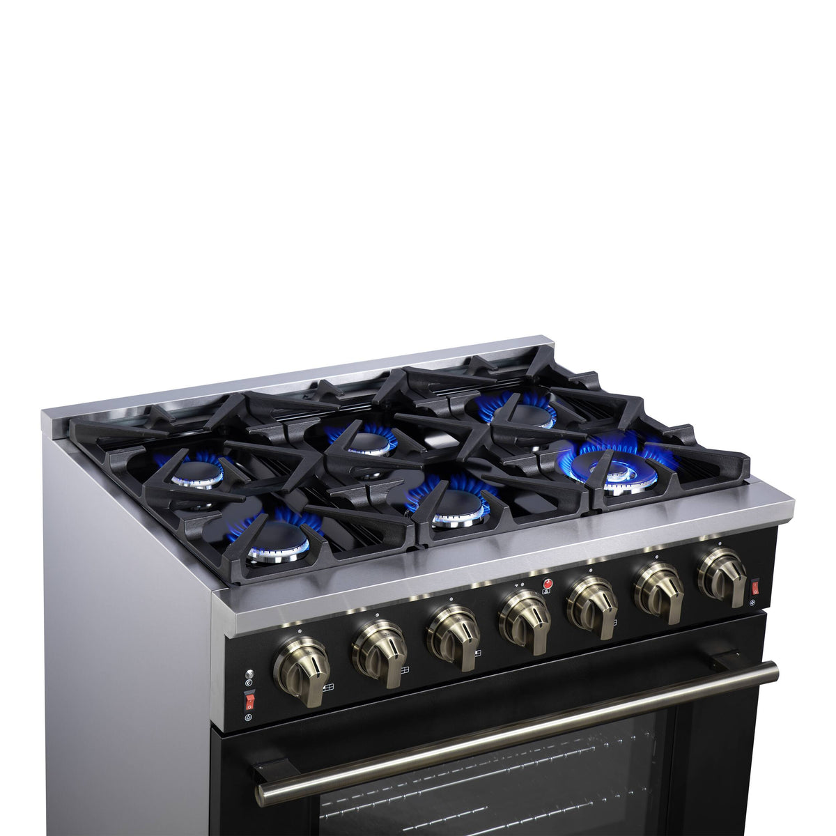 Forno Appliances - 36 in. Wide 6 Burner Massimo 5.36 Cu. Ft. Freestanding Gas Convection Range with Air Fryer Kit, Wok Support & Griddle - Black