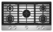 KitchenAid - 36 in. Wide 5 burners Gas Cooktop with Integrated Wok Grate - Stainless Steel