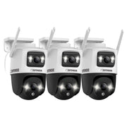 Defender - AI POWERED Guard Pro 3K PLUS Dual Lens PTZ Wi-Fi 6 Plug-in Security Camera - 3 Pack - White