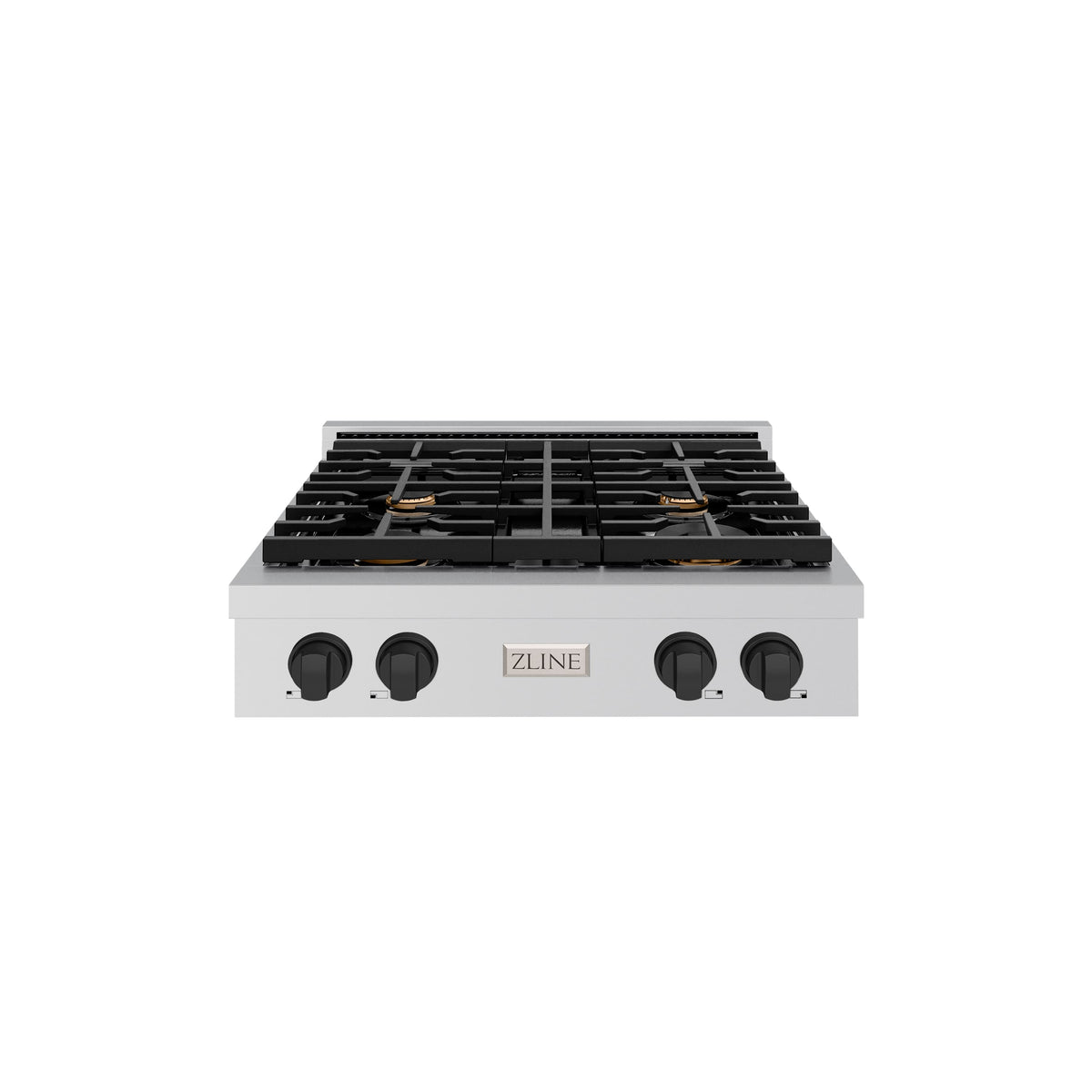ZLINE - 30 in. Wide 4 Burner AutographParamount Gas Rangetop w/  & Matte Black Accents (SRTZ-30-MB) - Stainless Steel