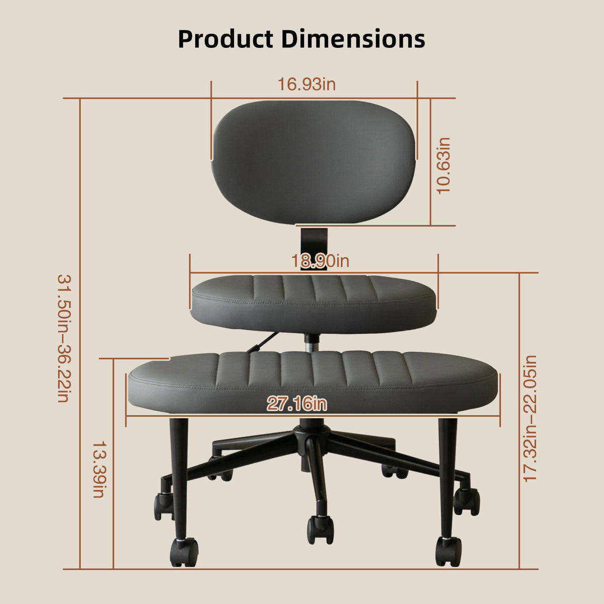 Silla de oficina ergonómica con soporte lumbar para sentarse con las piernas cruzadas