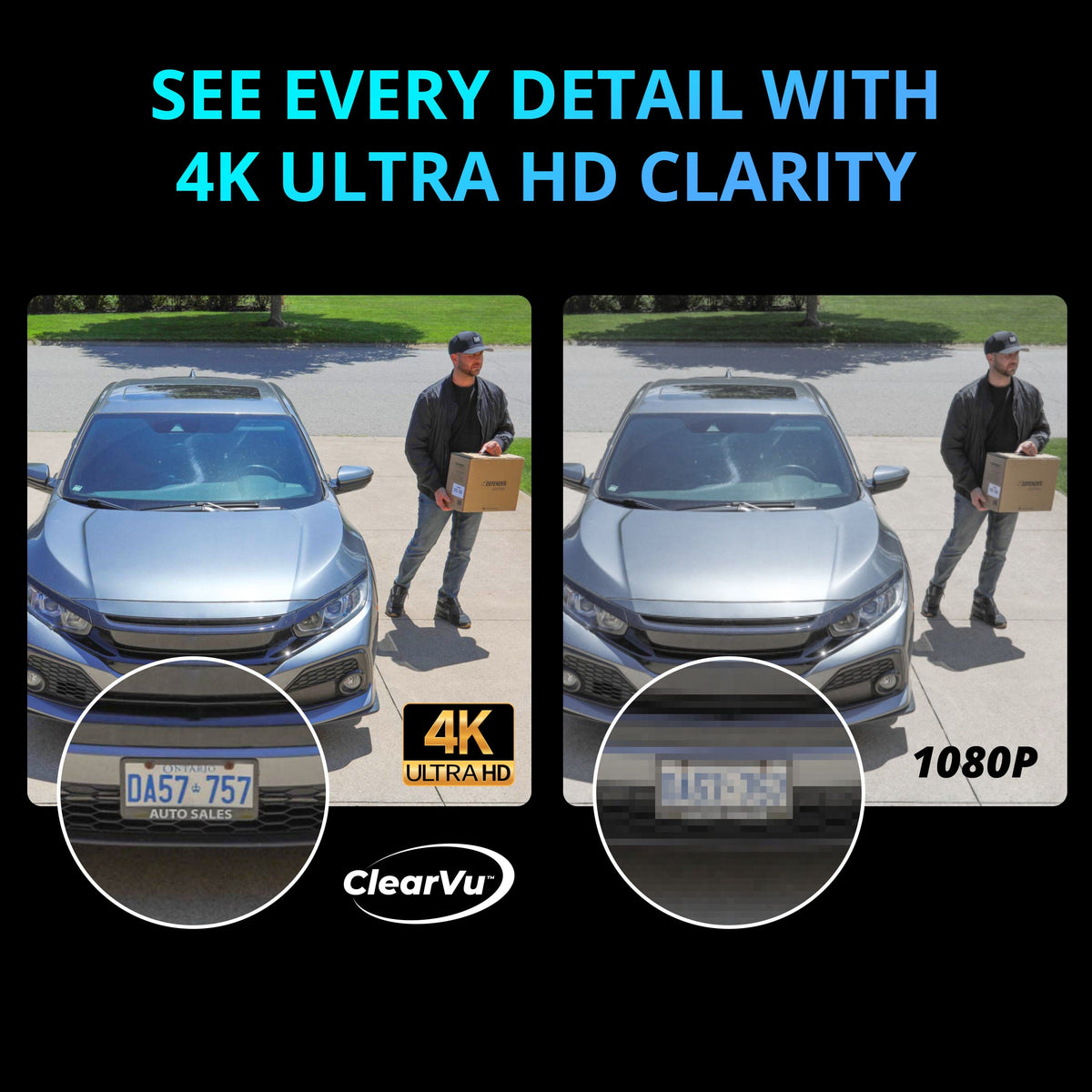 Defender - AI POWERED 4K Guard Pro Wi-Fi 6 Plug-in Security Camera, 4 Pack - White