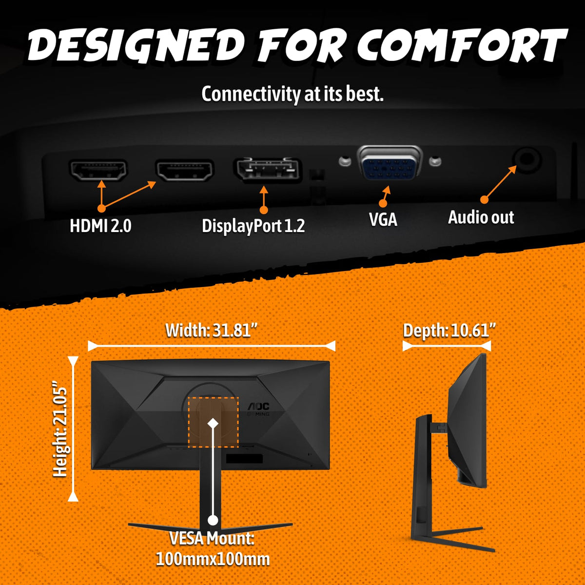 AOC - CU34G4HV 34" VA Panel Curved Gaming Monitor, LED, WQHD (3440x1440), 200Hz, 0.5ms, Freesync - Black