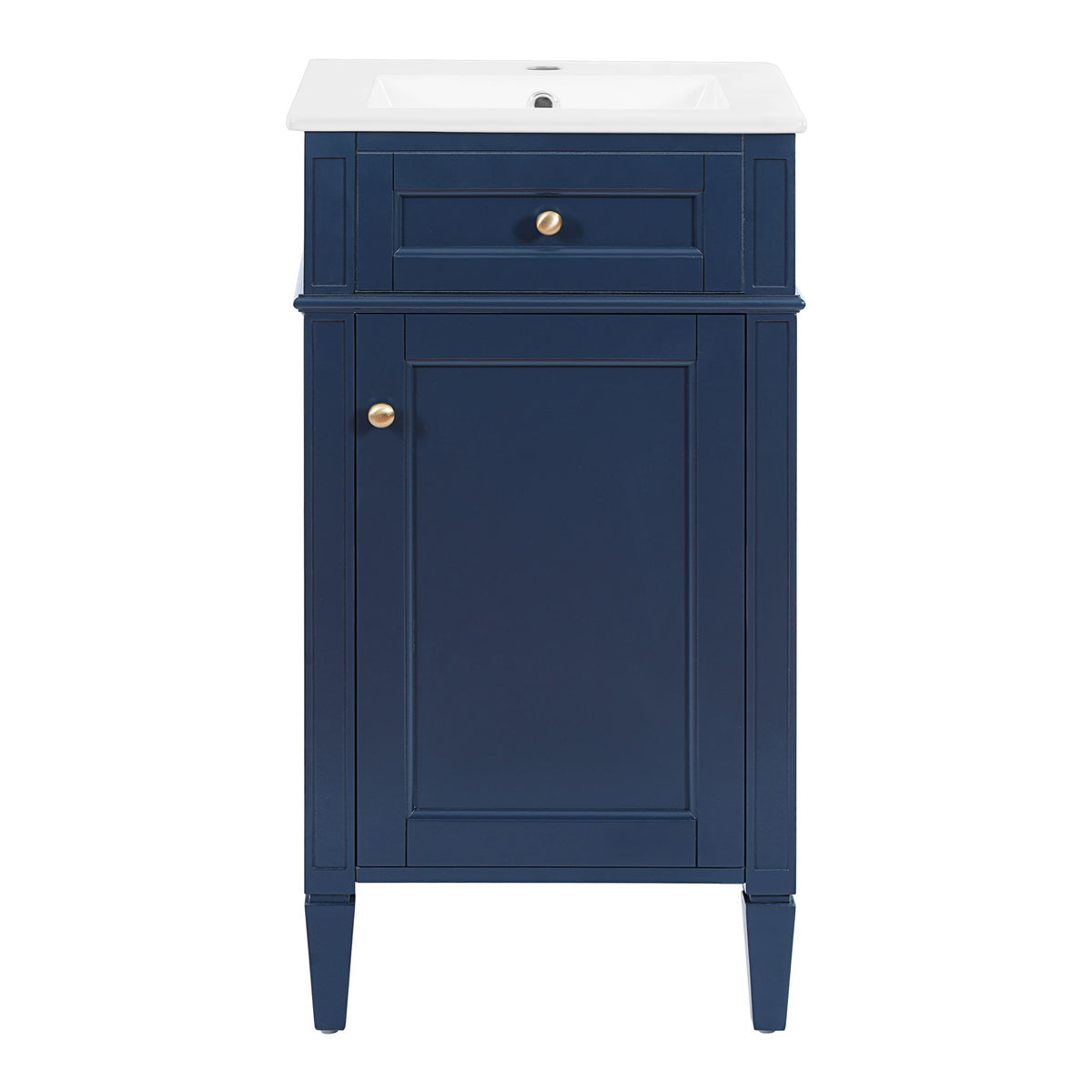 Tocador de baño estilo francés con lavabo, puerta de cierre suave, estante ajustable, diseño rectangular