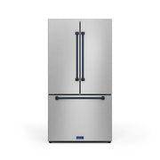36 in. Wide Gordon Ramsay Series by Thor Kitchen 20.3 Cu. Ft. Counter Depth Refrigerator with Navy Blue Hardware - Stainless Steel