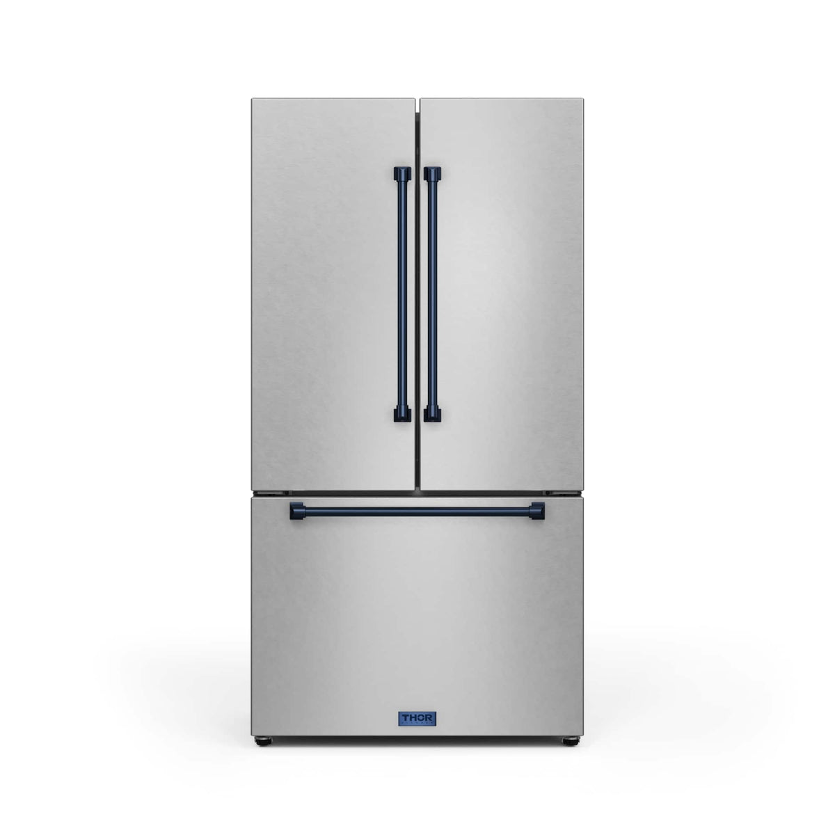 36 in. Wide Gordon Ramsay Series by Thor Kitchen 20.3 Cu. Ft. Counter Depth Refrigerator with Navy Blue Hardware - Stainless Steel