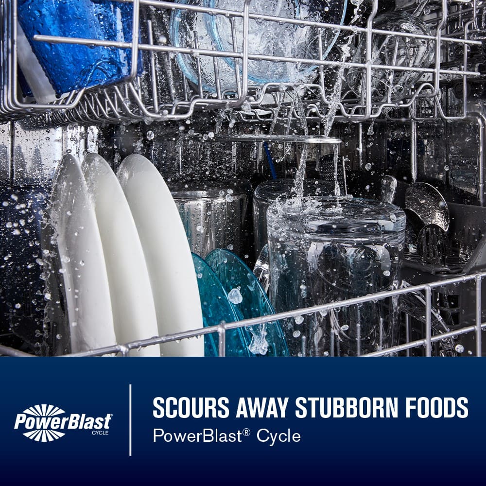 Maytag - 24 inch Top Control Built-In Dishwasher with 3rd Rack,PowerBlast Cycle, and 47 dBA - Stainless Steel