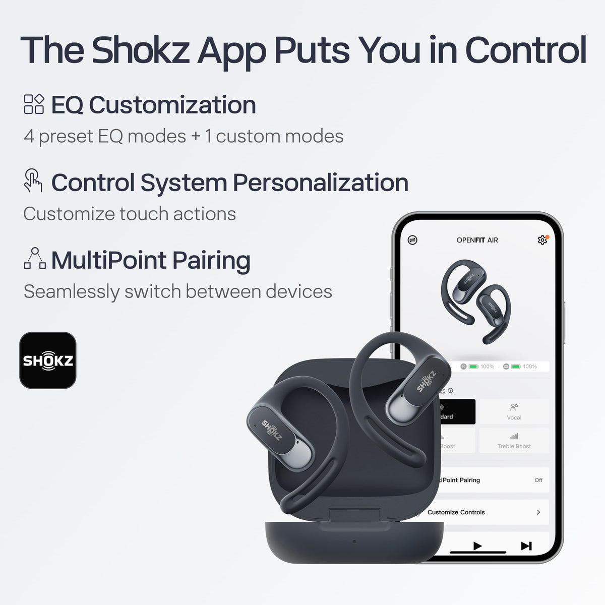 Shokz - OpenFit Air Open-Ear True Wireless Earbuds - Black