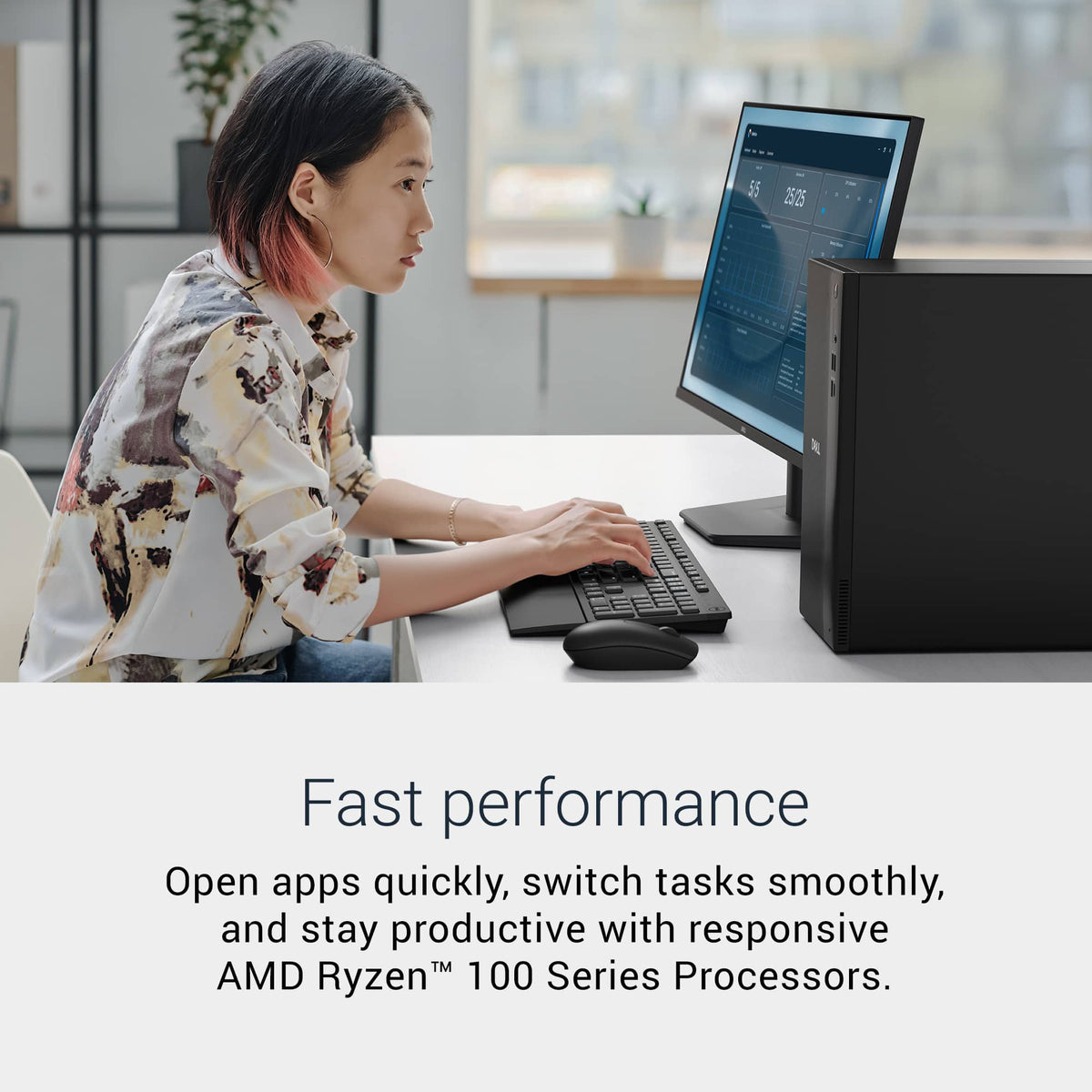 Dell - Desktop - AMD Ryzen 5 150 2025 - 16GB Memory - AMD Radeon 660M - 512GB Storage - Black