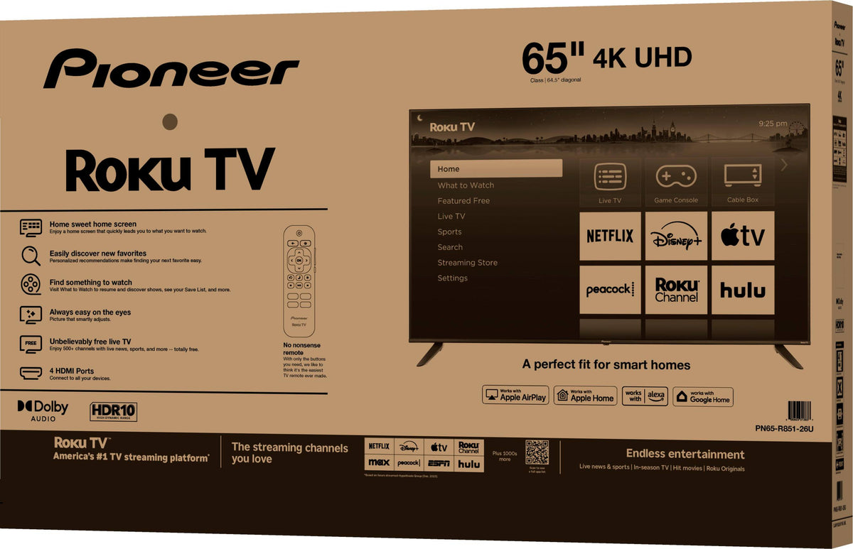 Pioneer - 65" Class LED 4K UHD Smart Roku TV