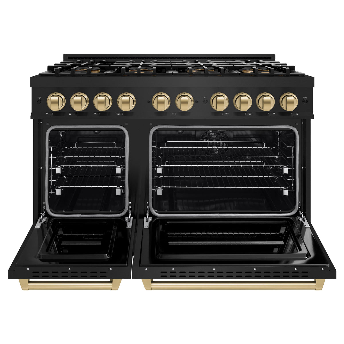 ZLINE - Autograph 48 in. 6.7 cu. ft. Classic Freestanding Black Stainless Dual Fuel Range w/ 8 DuoPro Burners & Bronze Accents - Black Stainless Steel