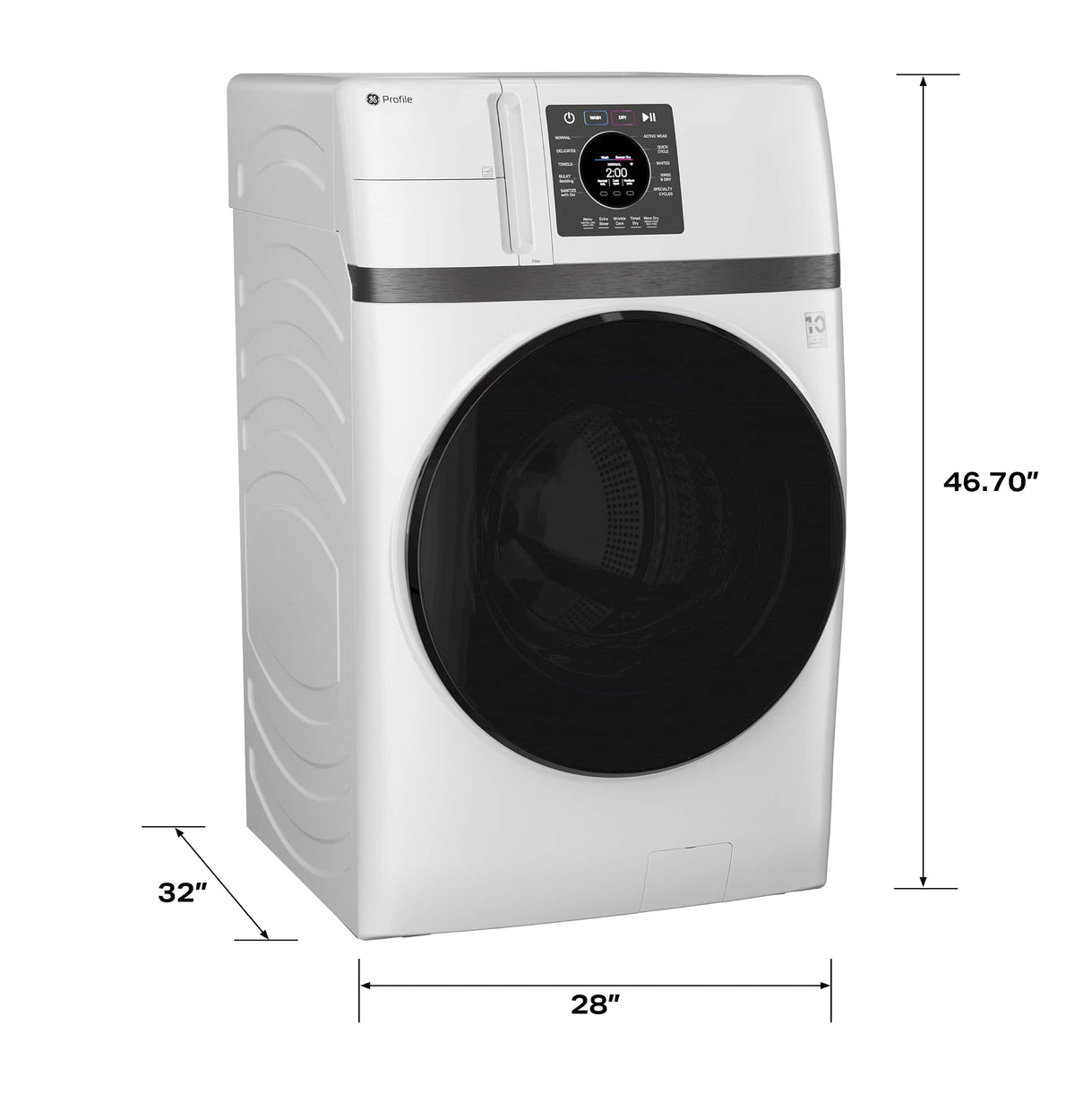 GE Profile - UltraFast 4.6 Cu. Ft. High-Efficiency Smart Front Load Washer and Electric Dryer Combo with Steam and Ventless Heat Pump - White