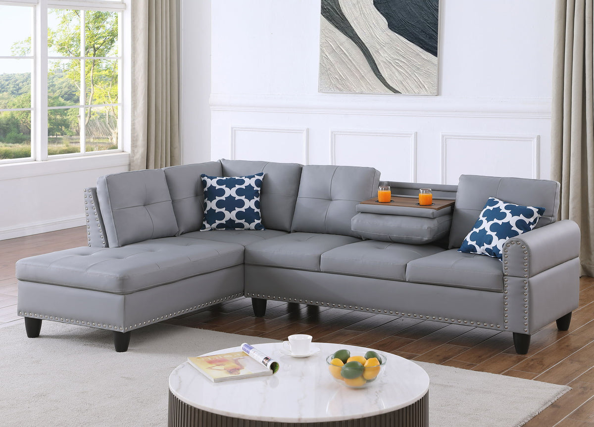 Irine - Sectional Sofa With Ottoman - Gray