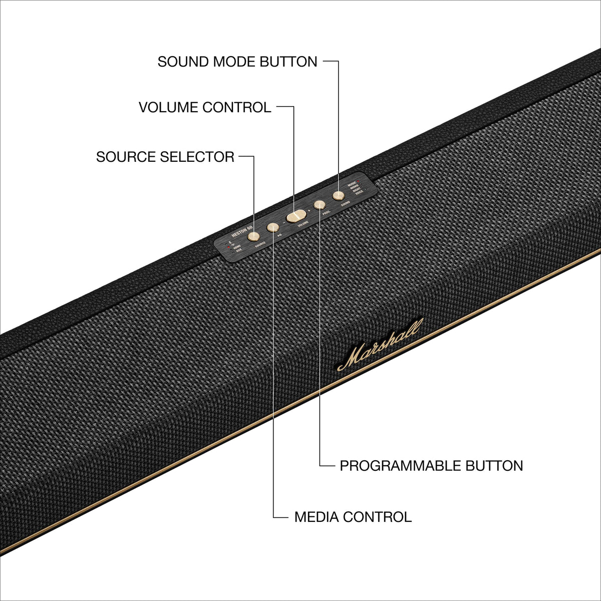 Marshall - Heston 60 5.1 Channel Soundbar with Dolby Atmos Immersive Sound for TV / Movies / Music - Black