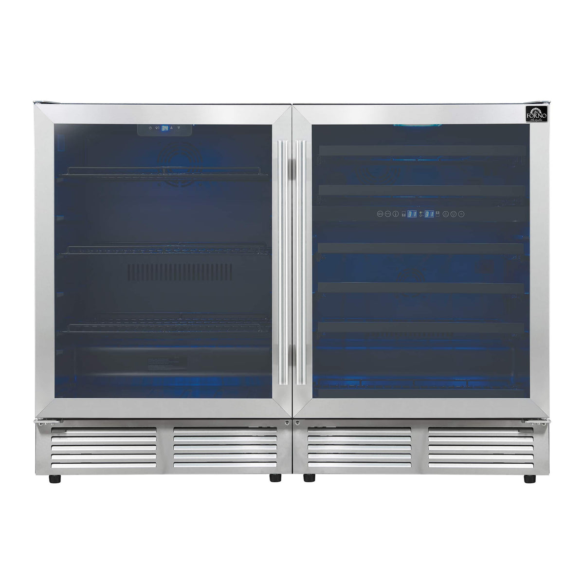 Forno Appliances - Gemello 52-Bottle Side-by-Side Wine and Beverage Cooler - Stainless Steel