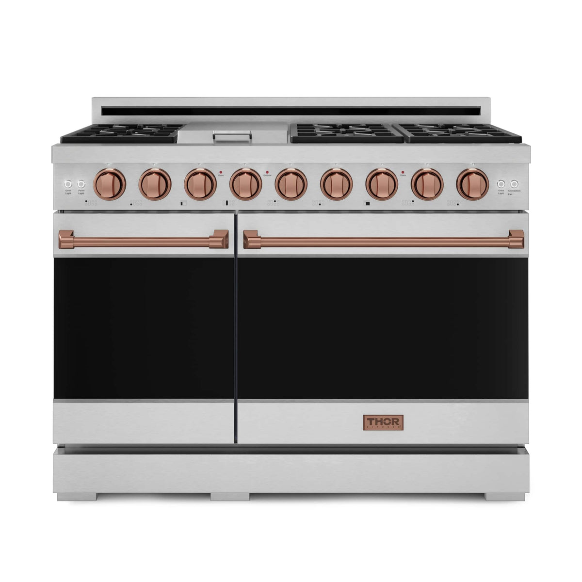 48 in. Wide 7 Burner Gordon Ramsay Series by Thor Kitchen 6.8 Cu. Ft Freestanding Gas Range with Rose Gold Hardware - Stainless Steel