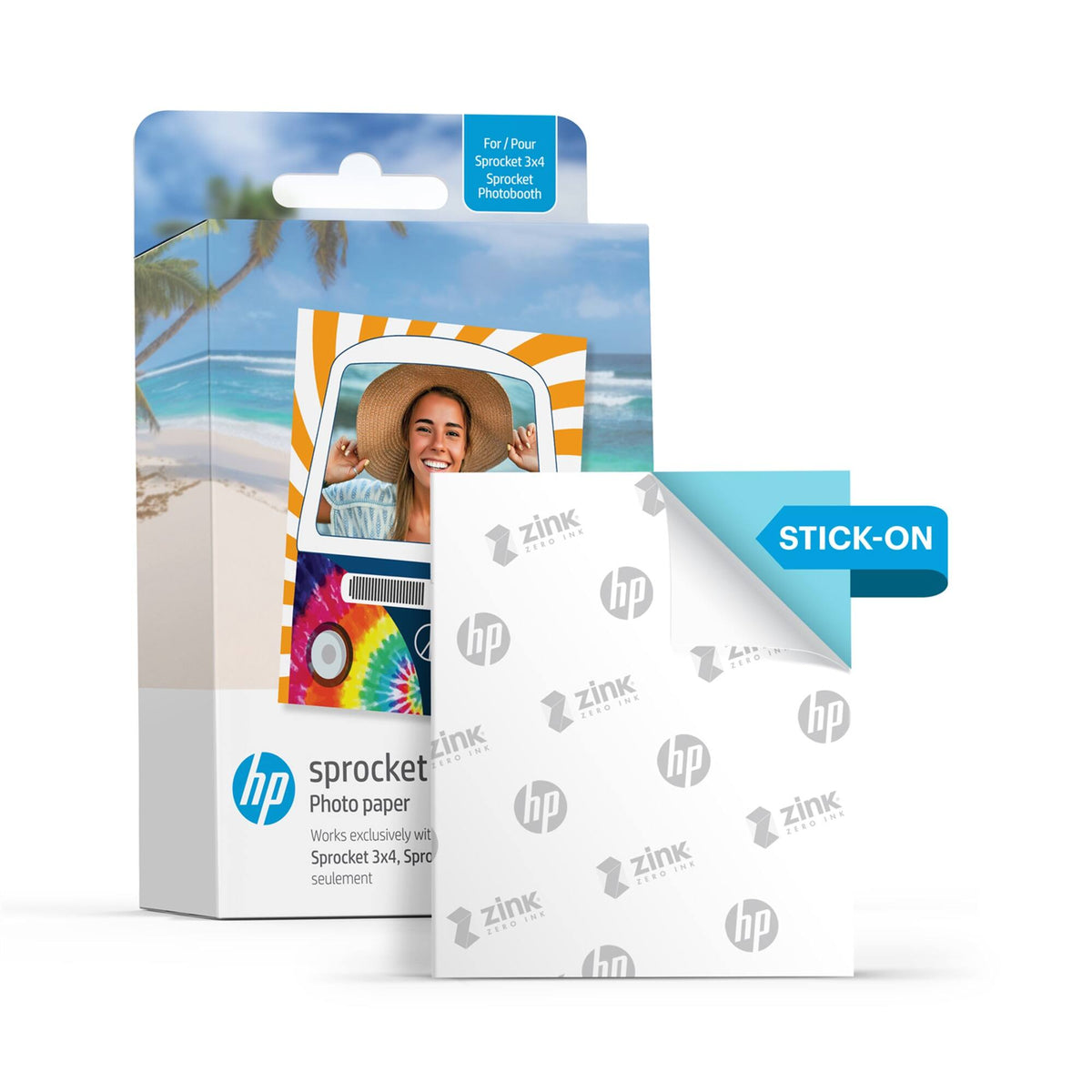 Sprocket 3.5 x 4.25” Zink Sticky-Backed Photo Paper (100 Pack) Compatible with HP Sprocket 3x4 Photobooth - White