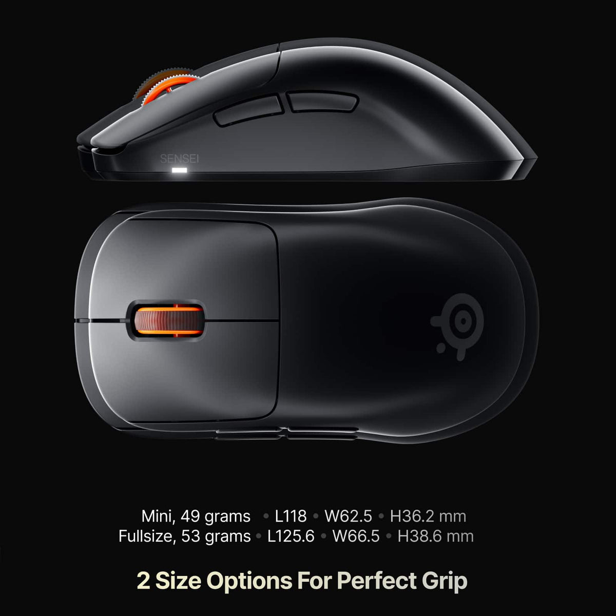 SteelSeries - Sensei Pro Mini Wireless Optical Symmetrical Gaming Mouse with 8K Polling – Ultra-Wideband/RF for PC - Wireless - Black