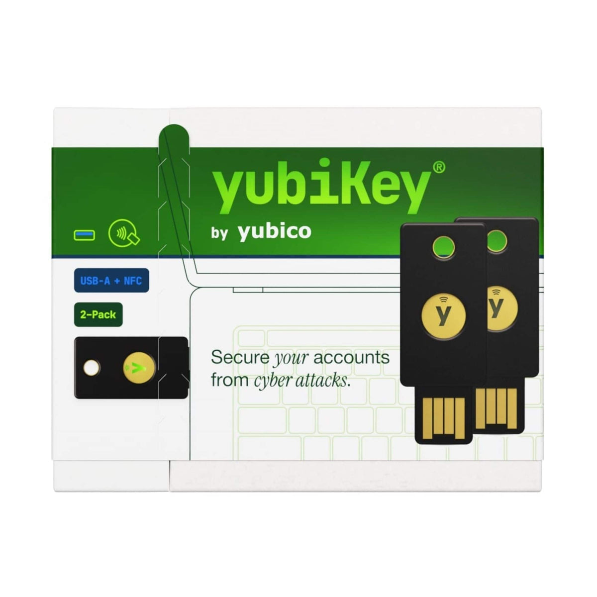 Yubico - YubiKey 5 NFC - Two-Factor authentication (2FA) Security Key, Connect via USB-A or NFC, FIDO Certified Two Pack - Black