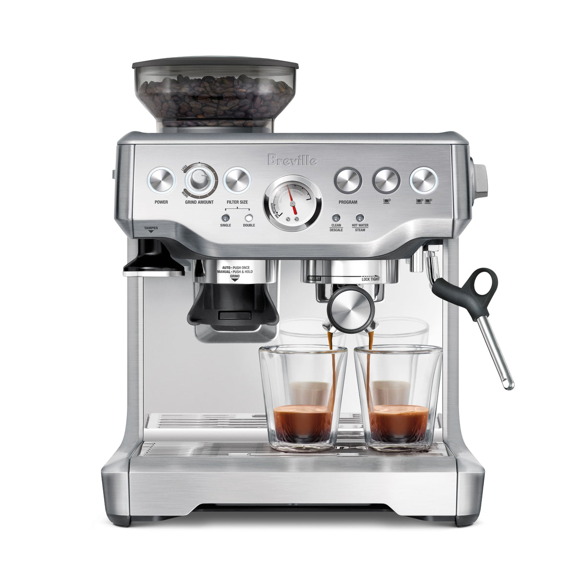 Breville - the Barista Express Espresso Machine with 15 bars of pressure, Milk Frother and integrated grinder - Stainless Steel