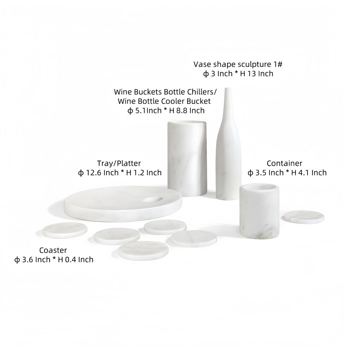 10 Pieces Luxury Natural Marble Dining Room Accessories Set