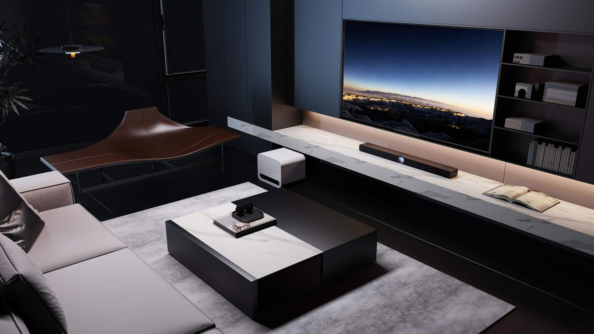 Bar Dolby Atmos with HDMI eARC, Fully compatible with WiiM Sound, Amp series, Pro, Mini, Ultra, Sub Pro, Remote Included - Glossy Black