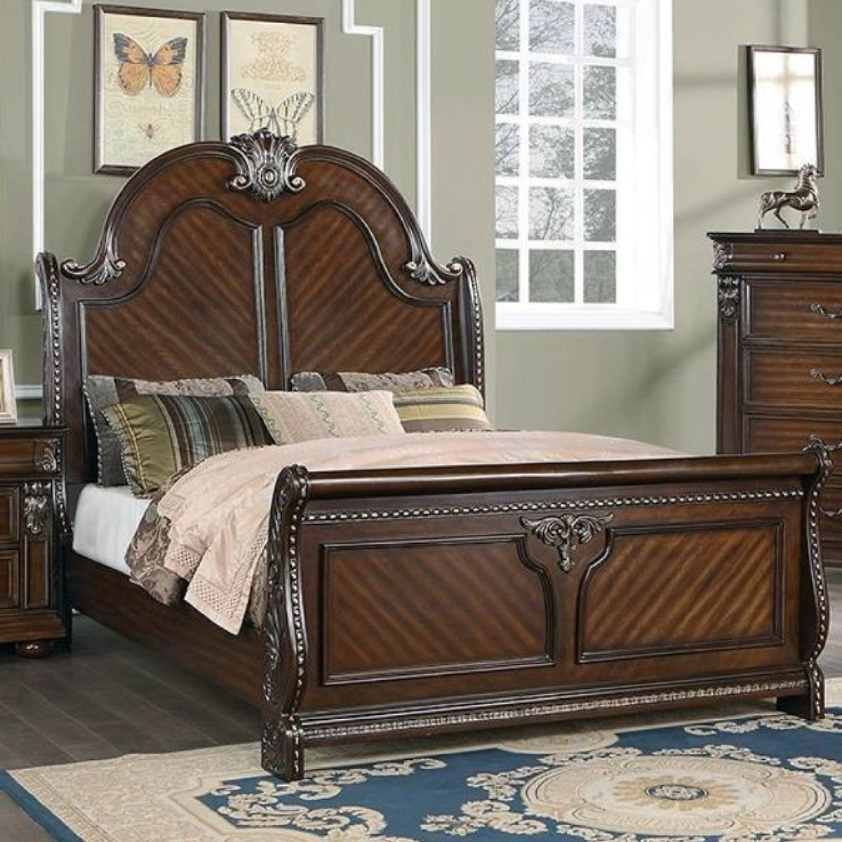 Cabecera y piecera de panel para cama tamaño Queen - Marrón