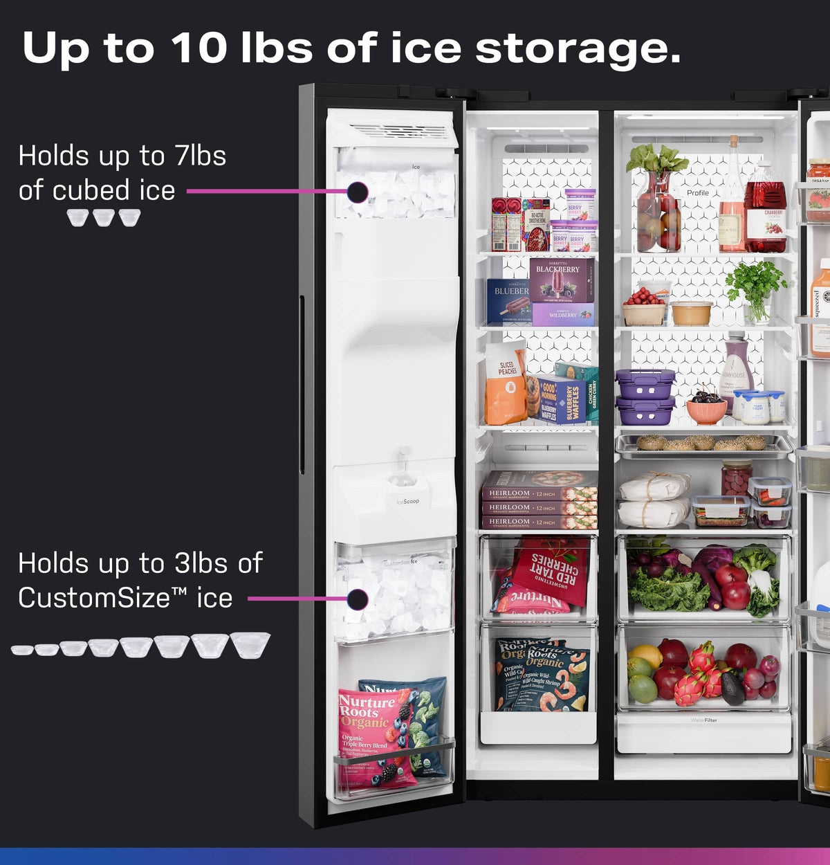 GE Profile - 36 in. Wide 23.5 Cu. Ft. Counter-Depth Side-By-Side Smart Refrigerator with Hands-Free AutoFill - Stainless Steel
