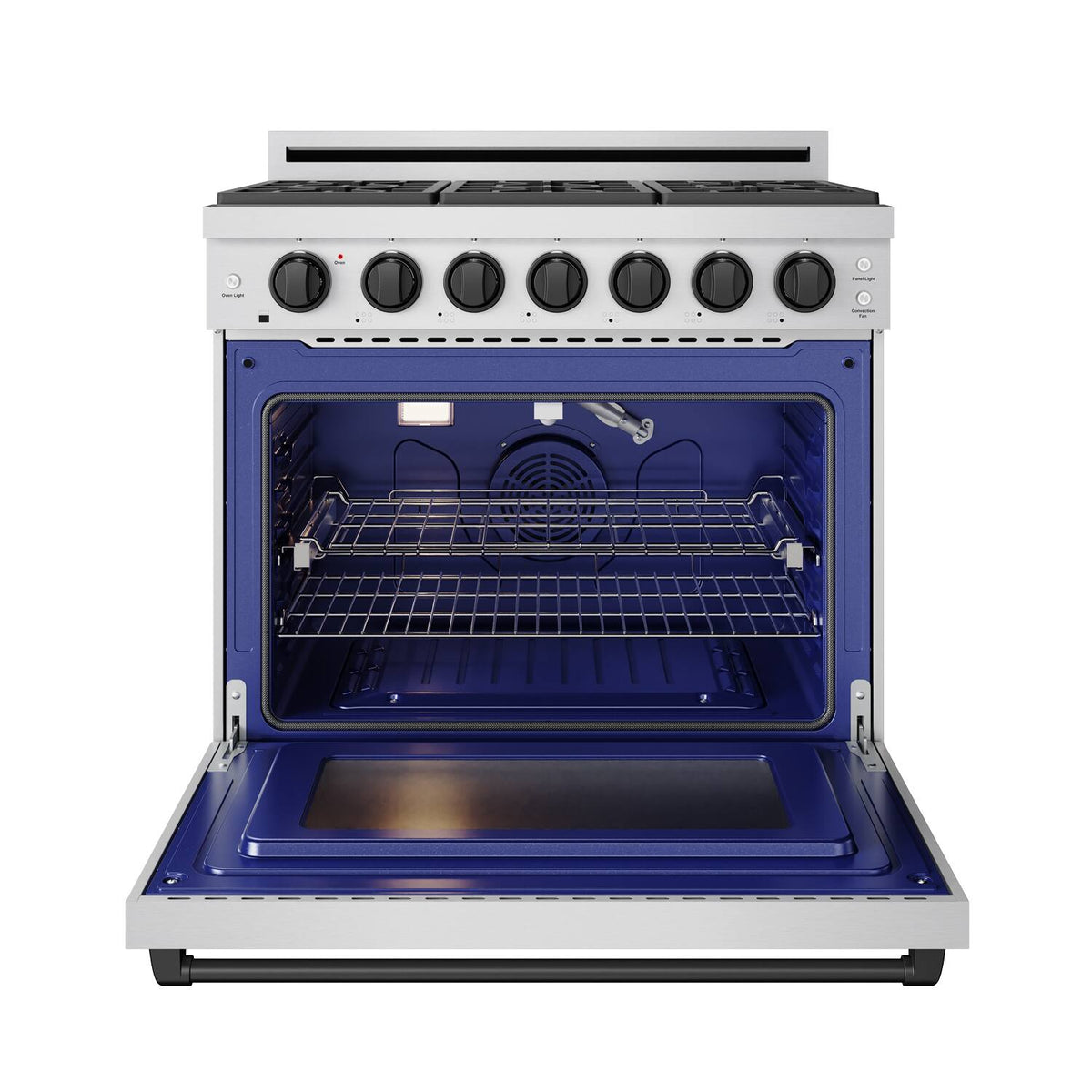 36 in. Wide 6 Burner Gordon Ramsay Series by Thor Kitchen 6.0 Cu. Ft Freestanding Gas Range with Black Hardware - Stainless Steel