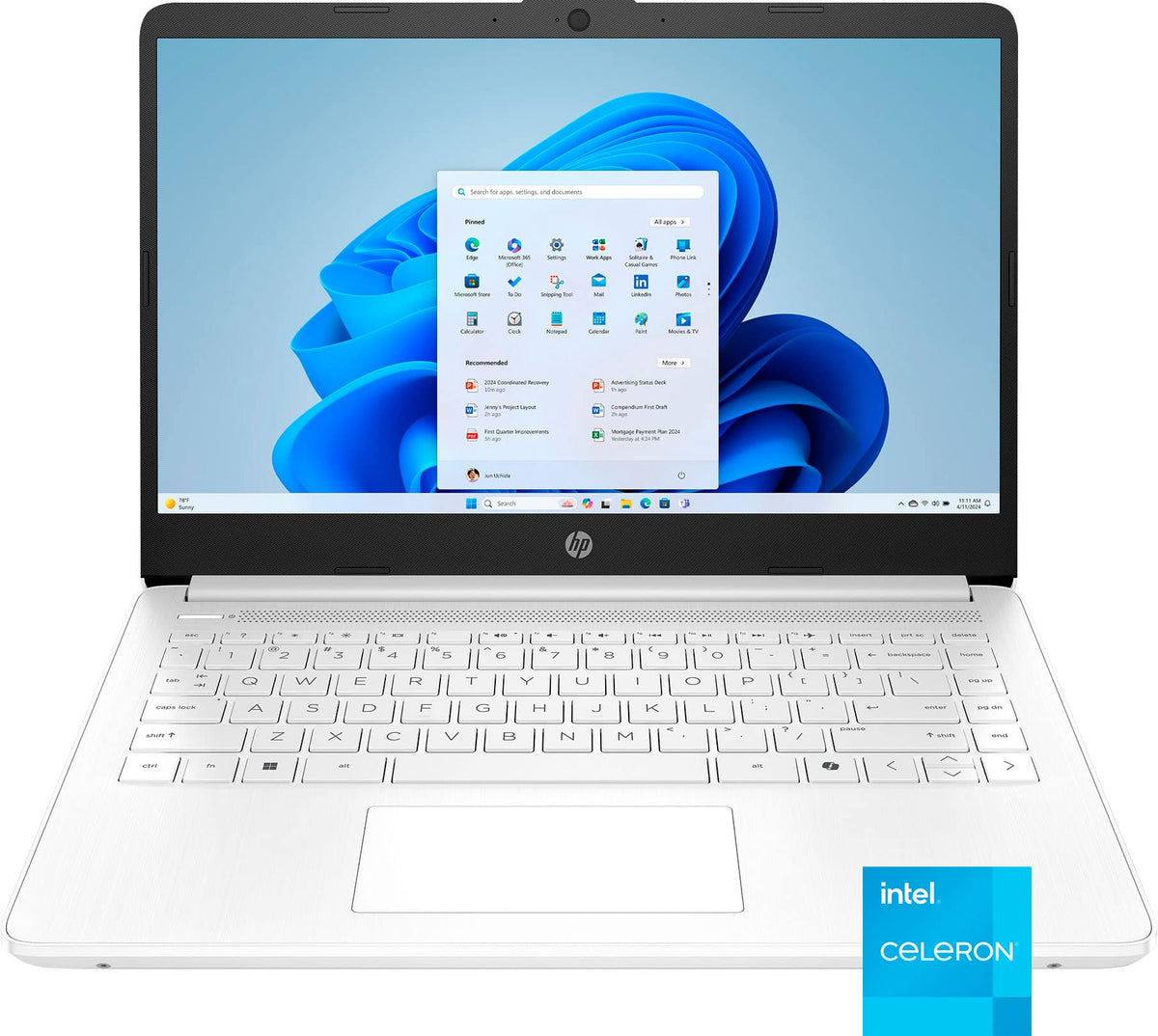HP - 14" Laptop - Intel Celeron N4500 2021 - 4GB Memory - 64GB eMMC - Snowflake White