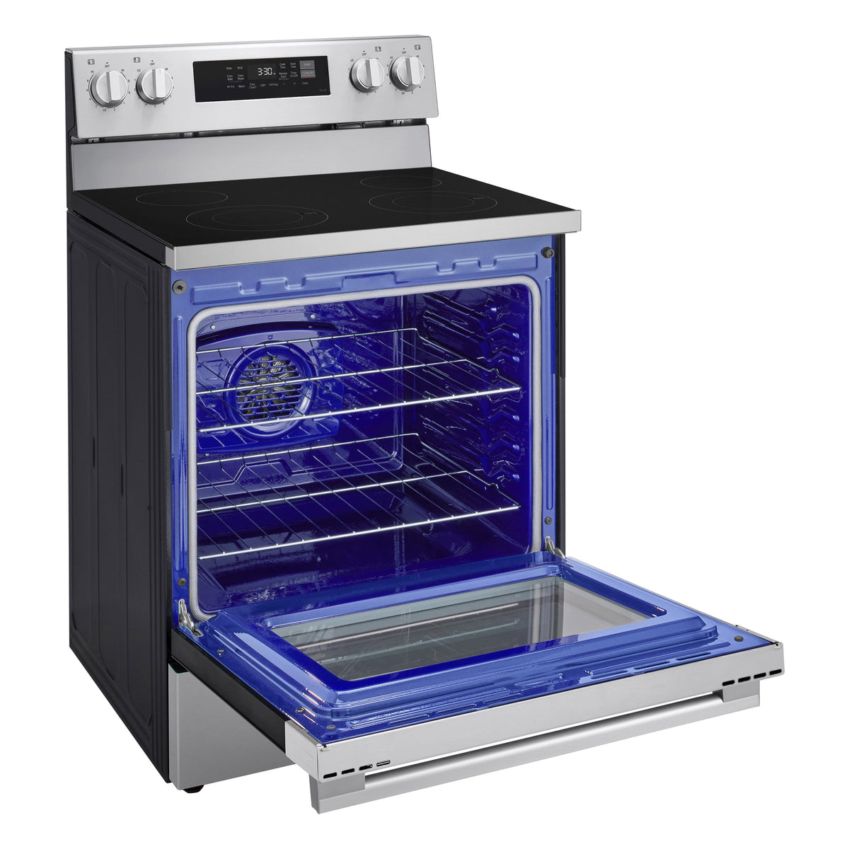 LG - 30-in Wide 6.3 Cu. Ft. Freestanding Electric Convection Smart Range with 4 Elements, Air Fry and WideView Window - Stainless Steel