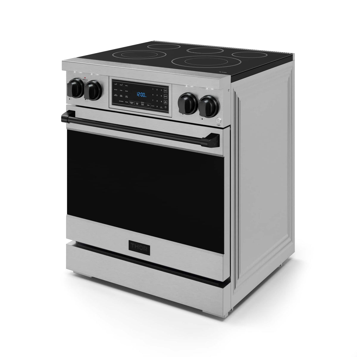30 in. Wide 5 Elements Gordon Ramsay Series by Thor Kitchen 4.55 Cu. Ft Freestanding Electric Range with Black Hardware - Stainless Steel