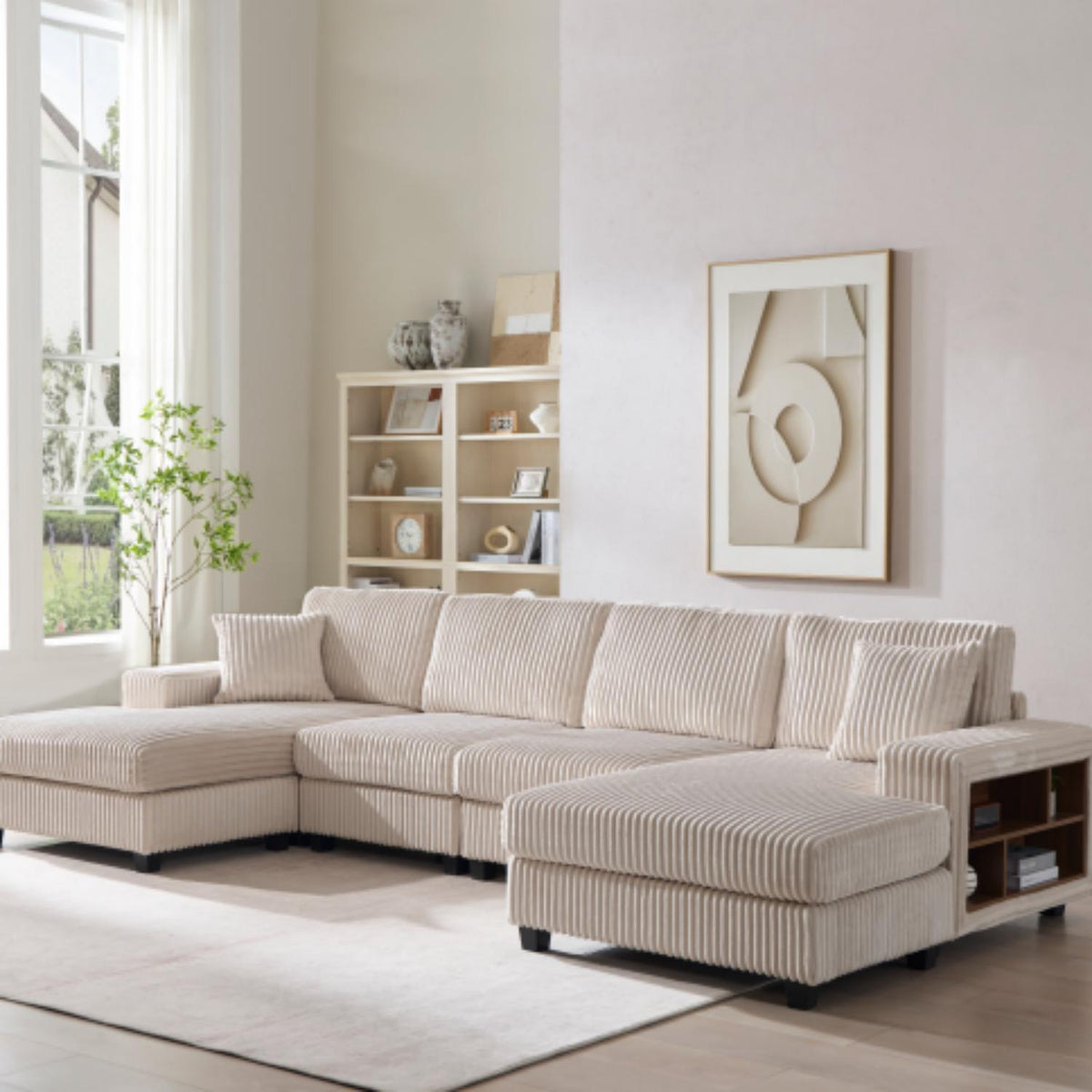 Sofá convertible en forma de U, chaise longue grande de 4 plazas para salón