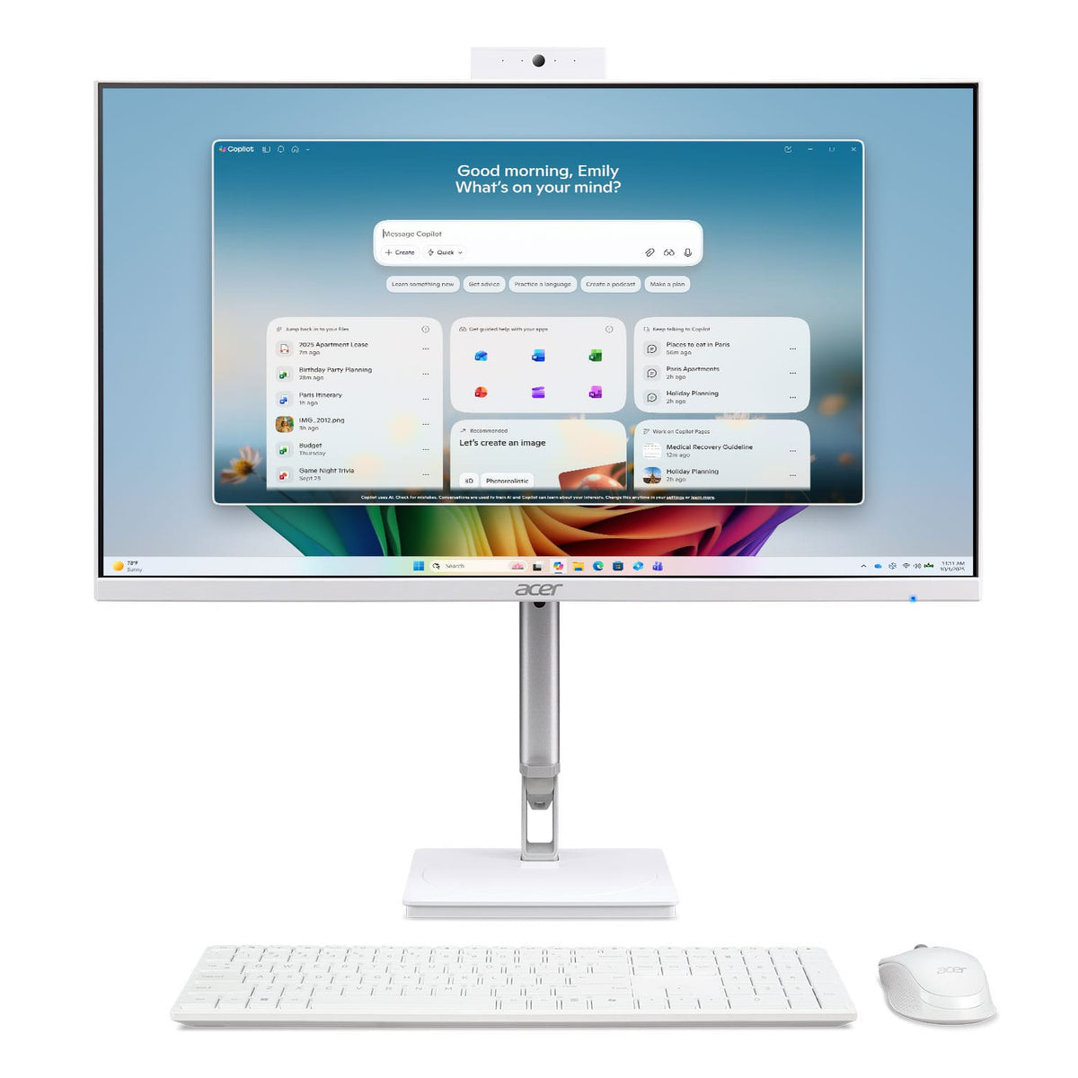 Acer - Aspire C24 AIO Copilot+PC Desktop – 23.8” FHD Touch Display - AMD Ryzen AI 7 445 2026 - 16GB Memory - 512GB Storage - White