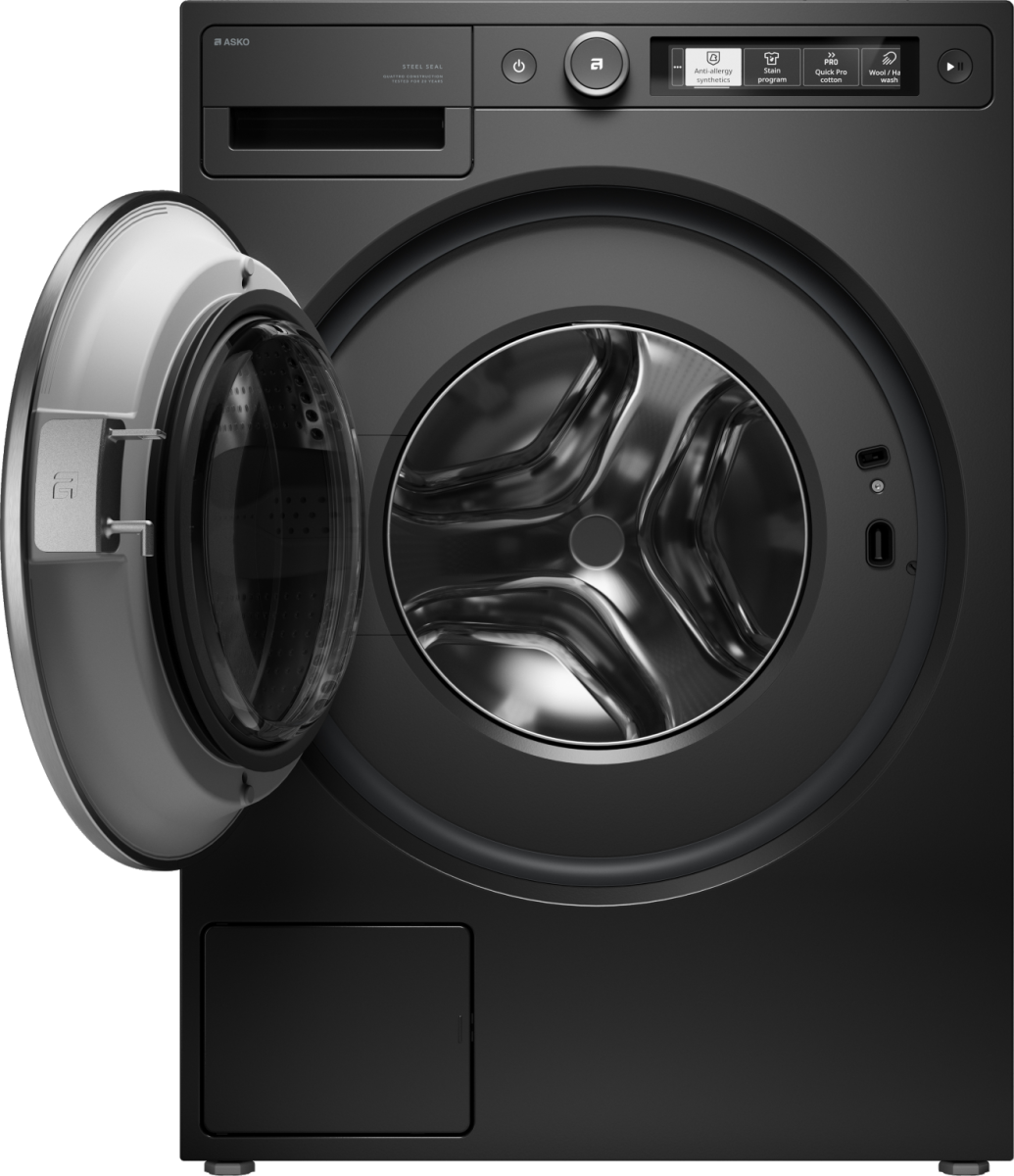 Asko - 2.8 Cu.Ft. High-Efficiency Front Load Washer, Auto Dose, Steel Seal, 24.3 lb capacity, 1400 RPM max spin, Stackable - Graphite Black