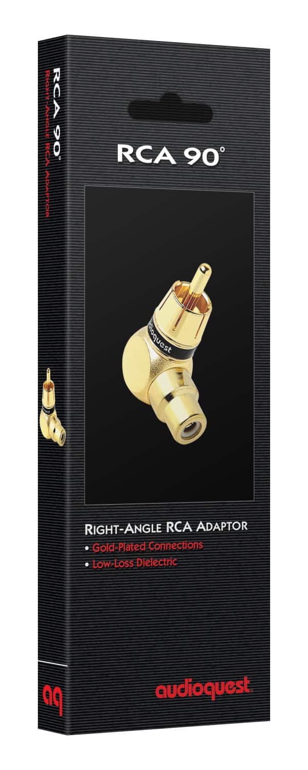AudioQuest - RCA 90˚ Adaptor - Female RCA > Right-Angle Male RCA - Gold
