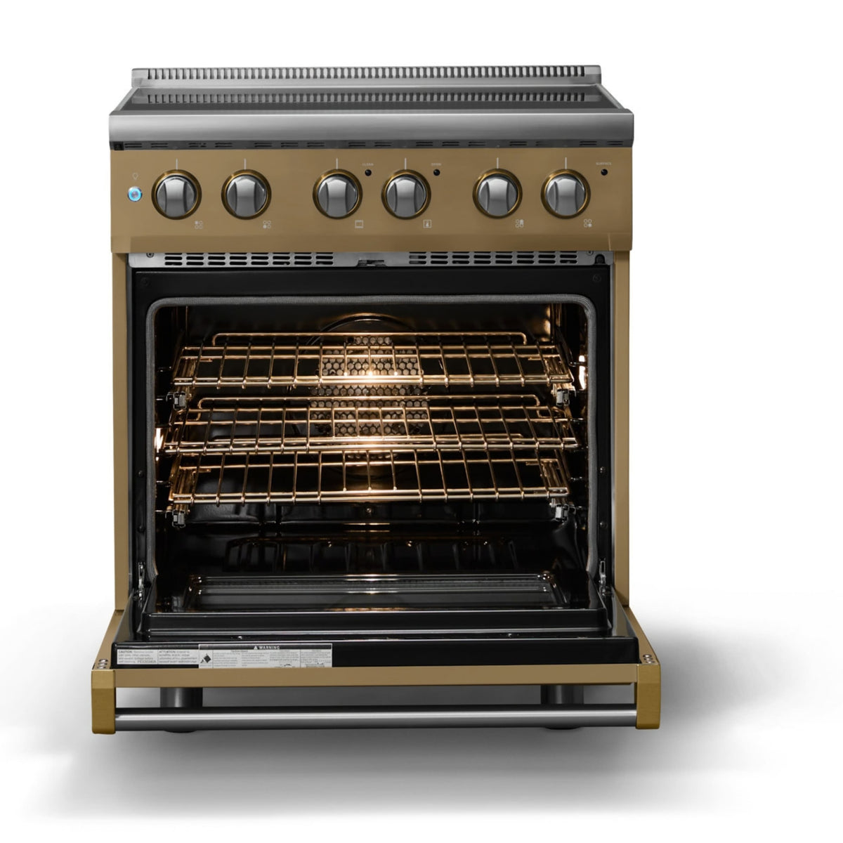 Viking - 30"W. Pro5S 4.7 Cu. Ft. Freestanding 4 Element Electric Convection Range - /Brushed Brass - Golden Hour