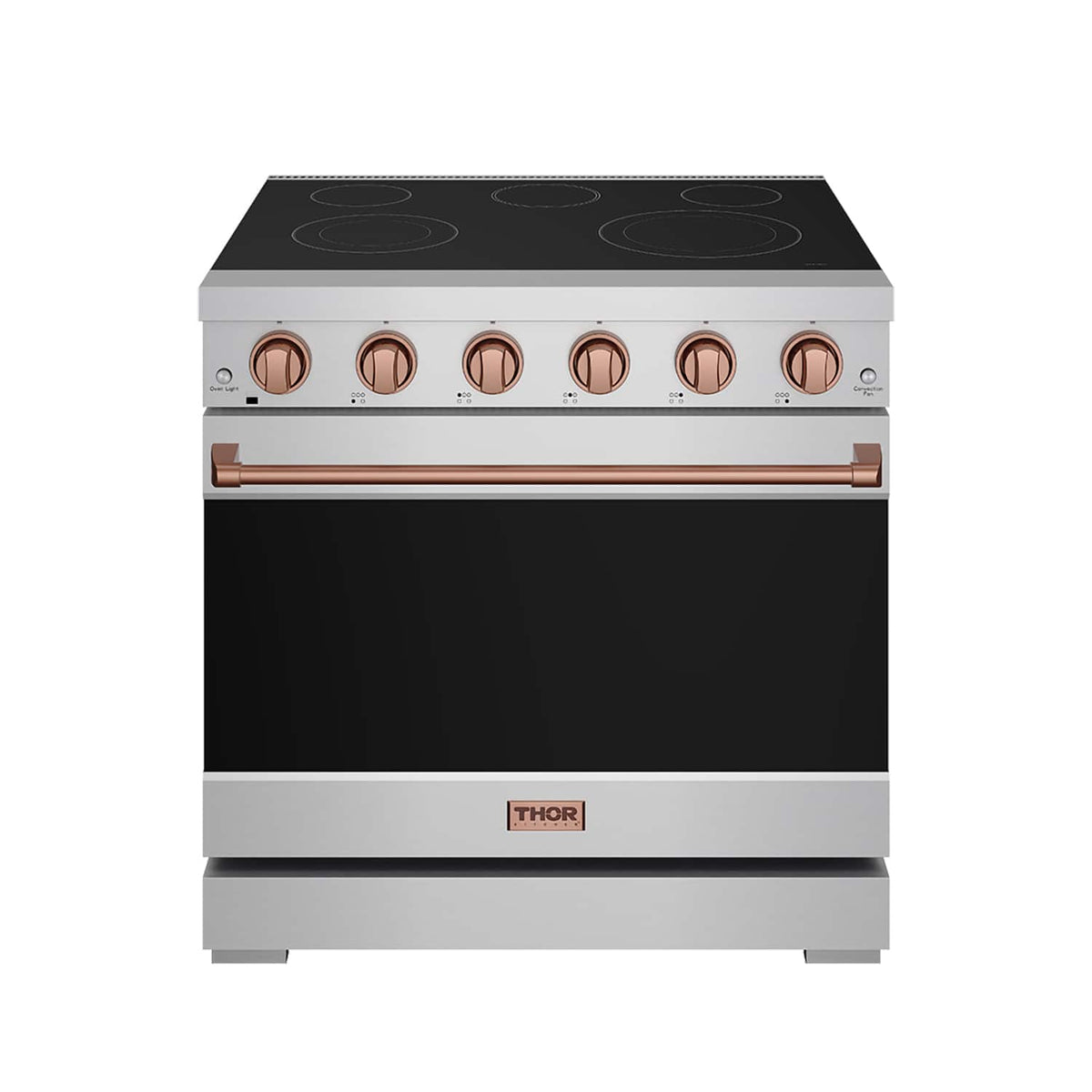 36 in. Wide 5 Elements Gordon Ramsay Series by Thor Kitchen 6.0 Cu.Ft Freestanding Electric Range with Rose Gold Handles - Stainless Steel