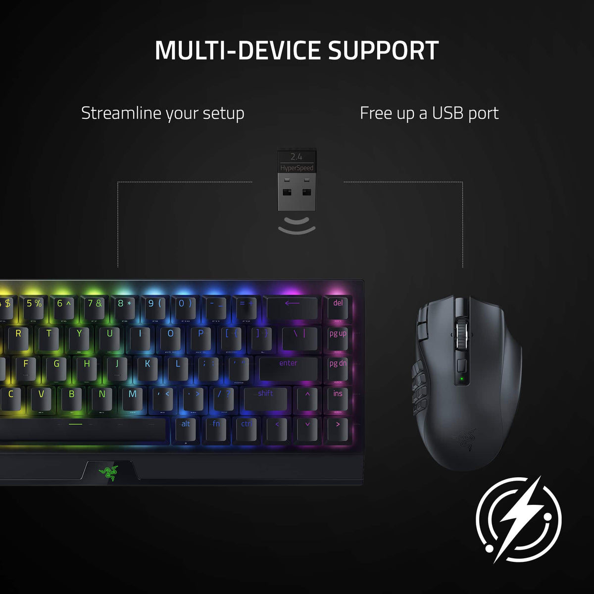 Razer - Naga V2 HyperSpeed MMO Optical Gaming Mouse with 19 Programmable Buttons - Wireless - Black