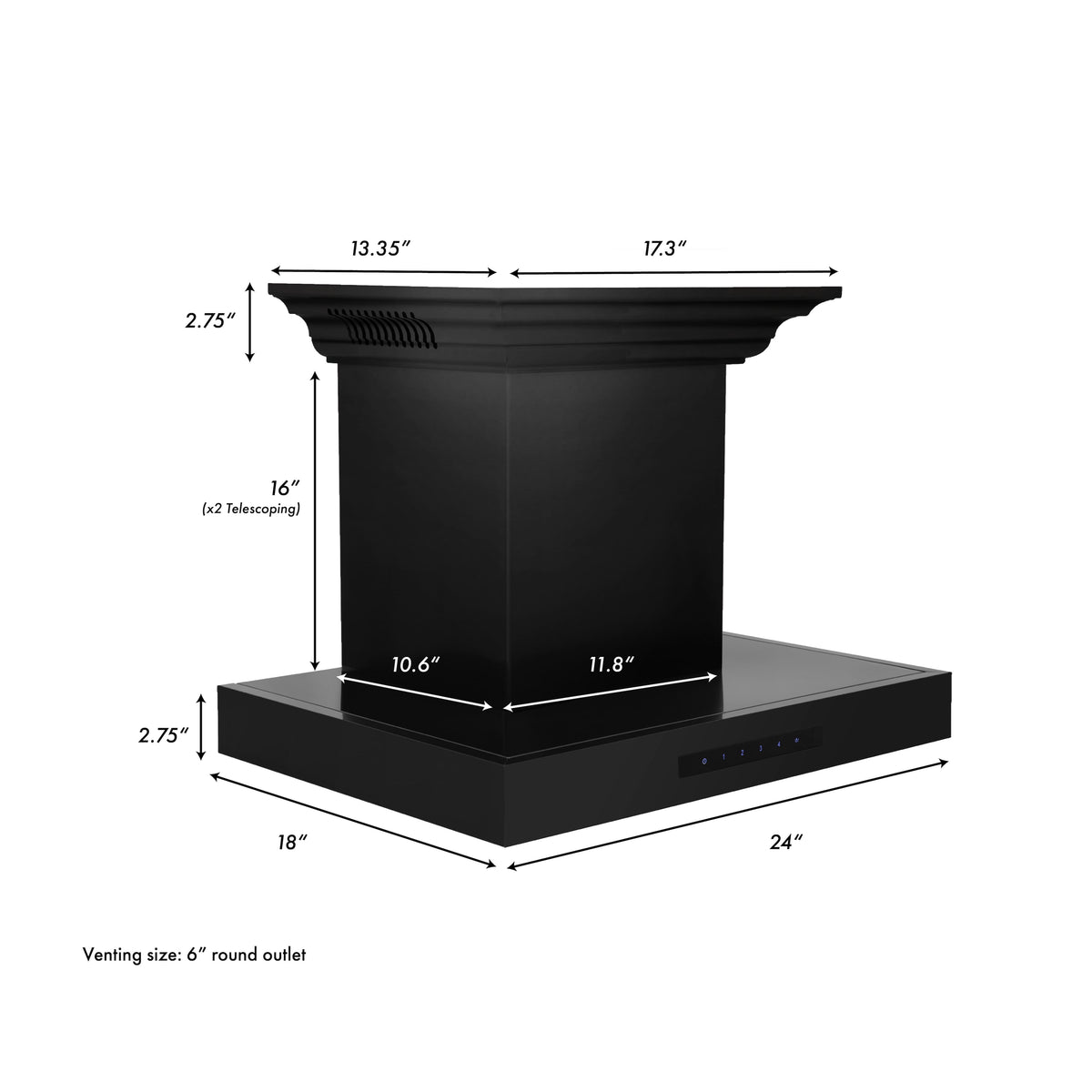 ZLINE - 24 inches - Externally Vented - Wall Range Hood - Black Stainless Steel
