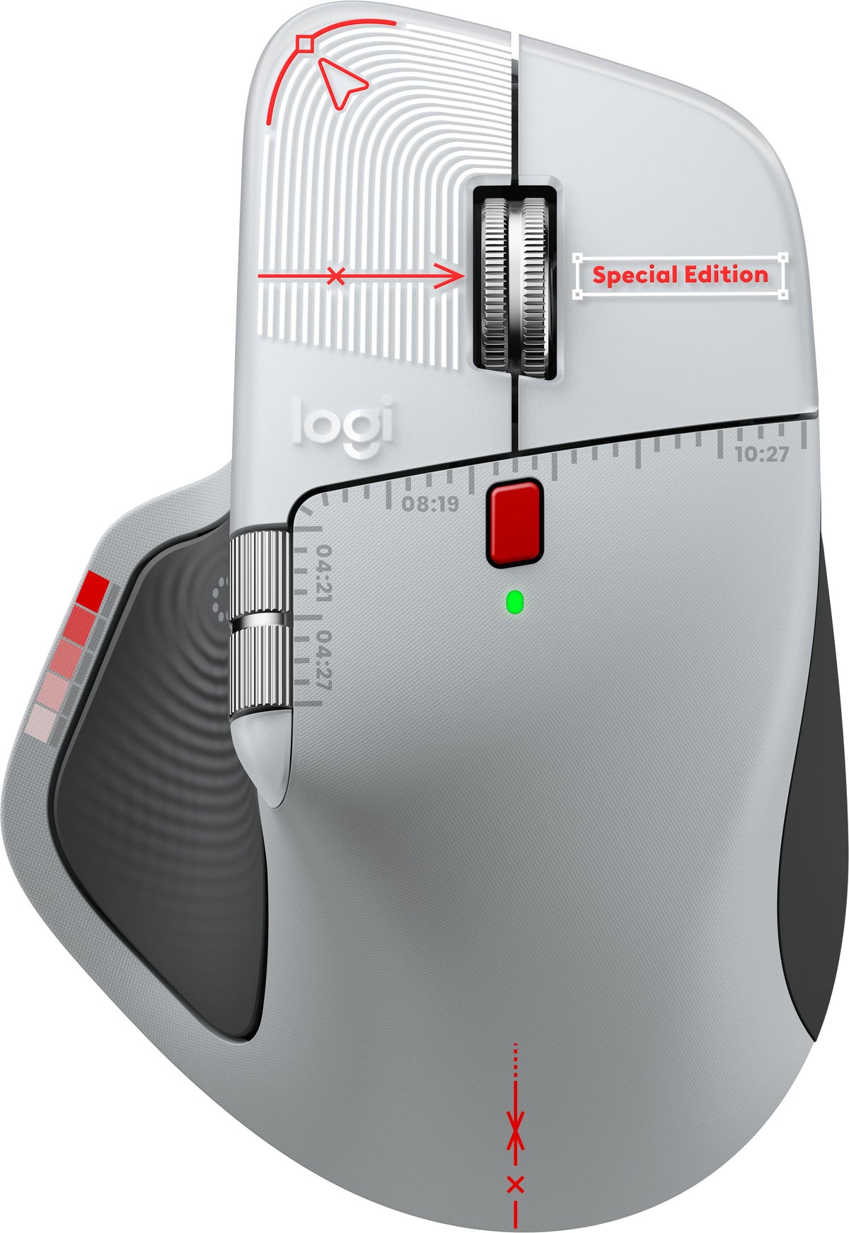 Logitech - MX Master 4 Creator Edition, Ergonomic Wireless Mouse with Advanced Performance Haptic Feedback - Wireless - Red