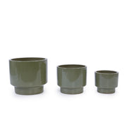 Juego de 3 macetas de cerámica, jardineras para patio, jardín o alféizares - Verde claro antiguo